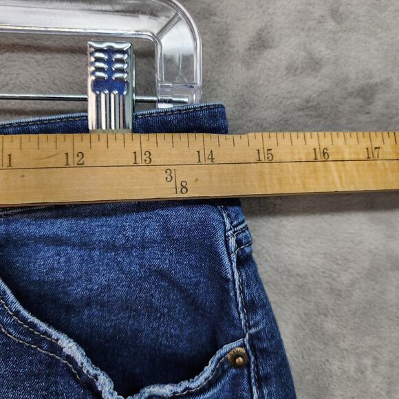 Hot Pants Booty Shorts SZ 28 (6) Cut Off Blue Denim Jean Stretch Distress Sexy - Picture 5 of 7